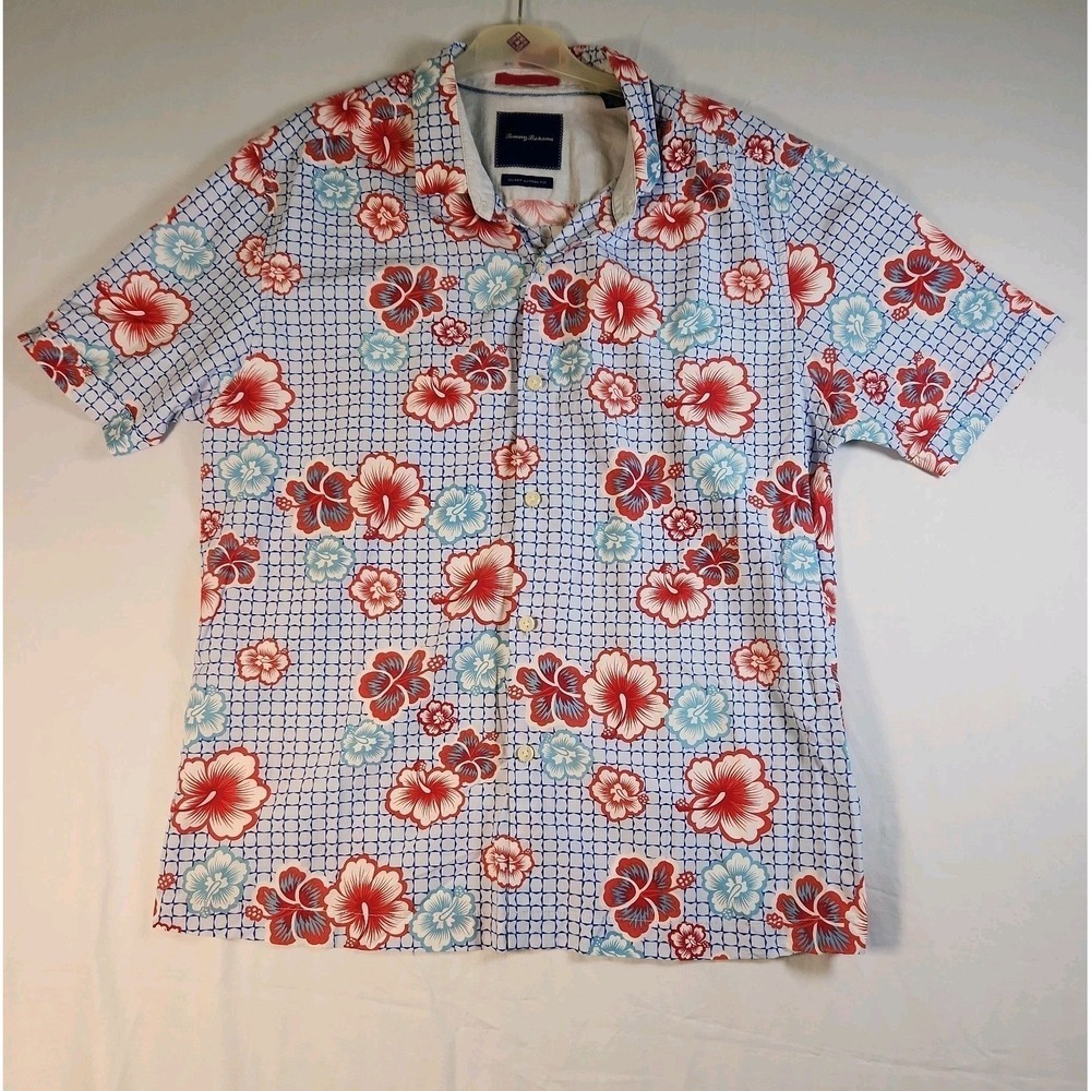 Tommy Bahama Island Modern Fit Shirt Men's XLX Hawaiian Silk Blend Short Sleeve